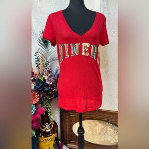 PINK Victoria Secret- Y2K Vintage San Francisco 49ers Sequin V-Neck shirt (m)